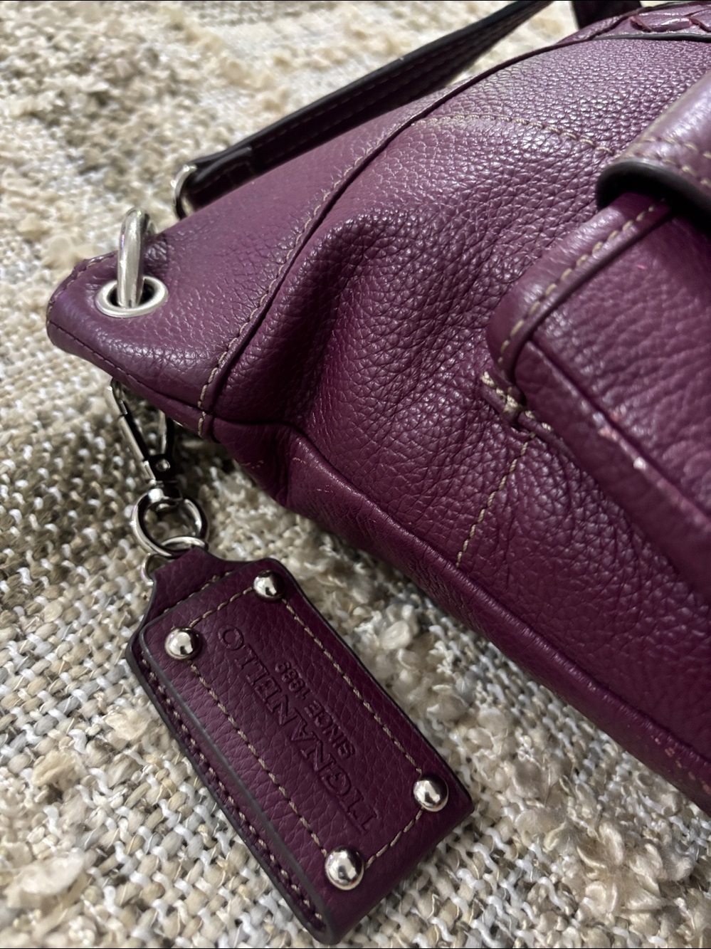 Tignanello Purple Crossbody Leather Bohemian Shoulder Bag - Picture 8 of 13